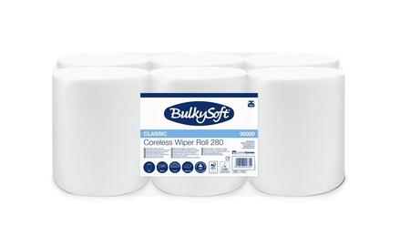 BulkySoft® Poetsrol midi cellulose coreless 1laags-Papier (merk)